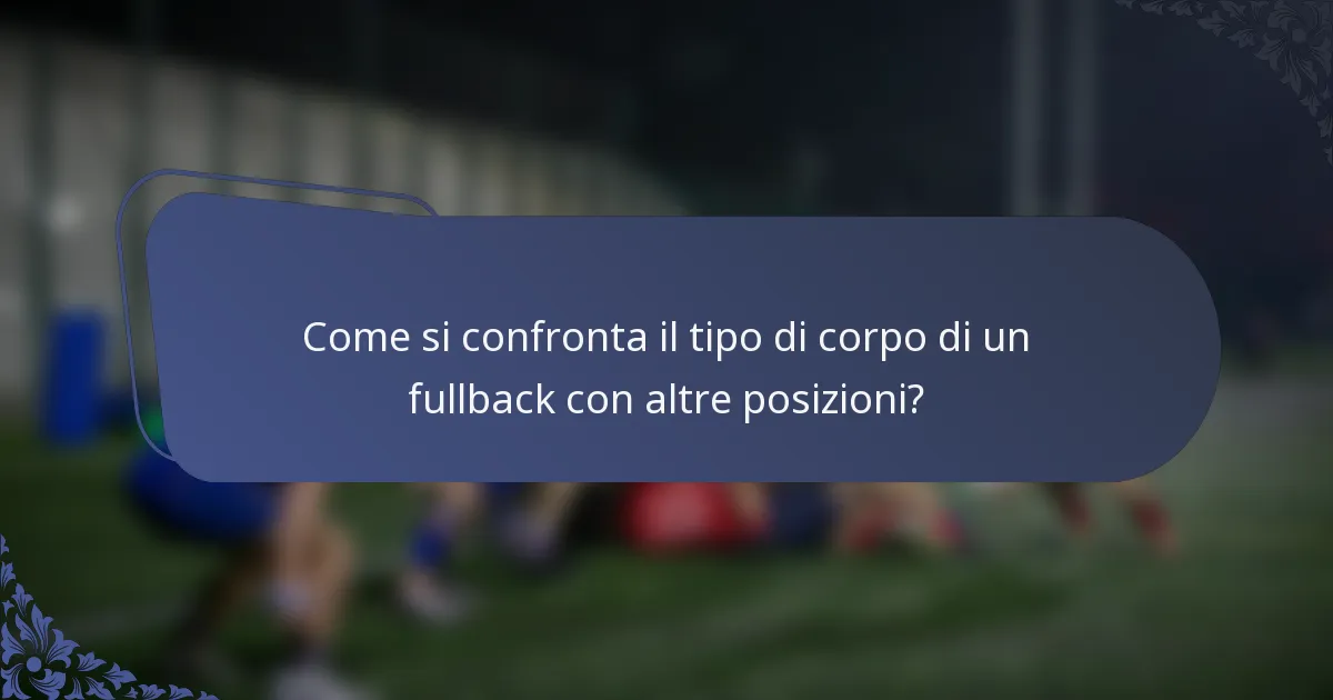 Come si confronta il tipo di corpo di un fullback con altre posizioni?