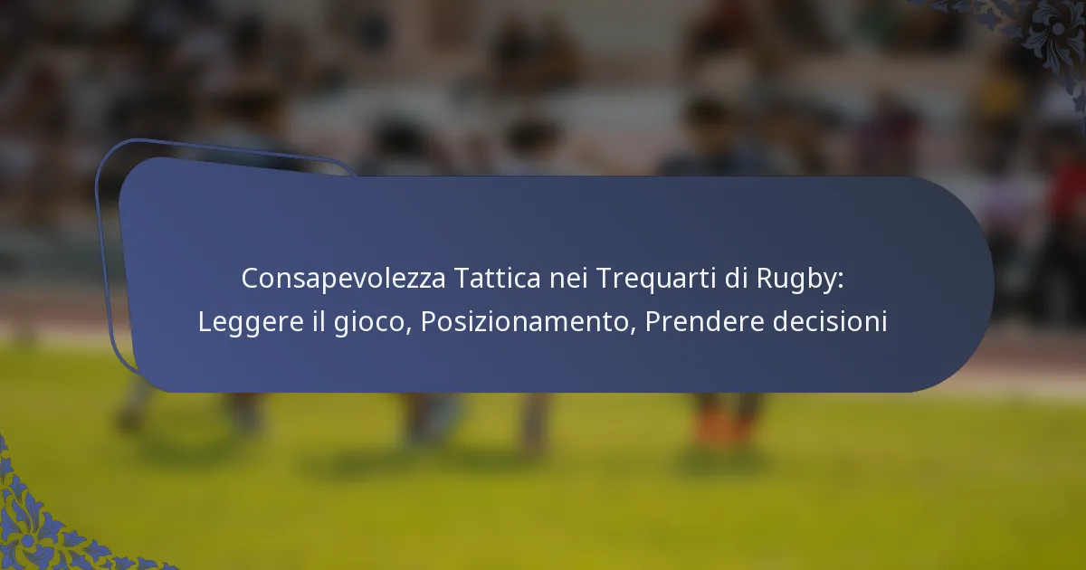 Consapevolezza Tattica nei Trequarti di Rugby: Leggere il gioco, Posizionamento, Prendere decisioni