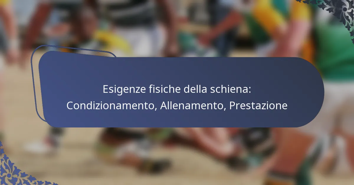 Esigenze fisiche della schiena: Condizionamento, Allenamento, Prestazione