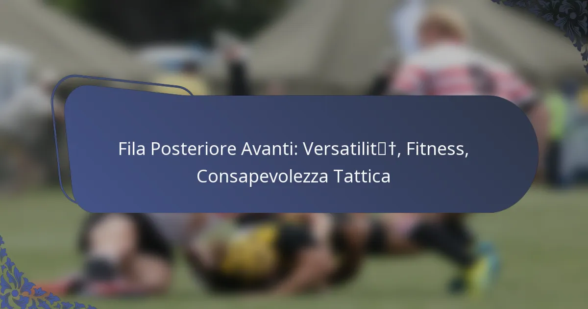 Fila Posteriore Avanti: Versatilità, Fitness, Consapevolezza Tattica